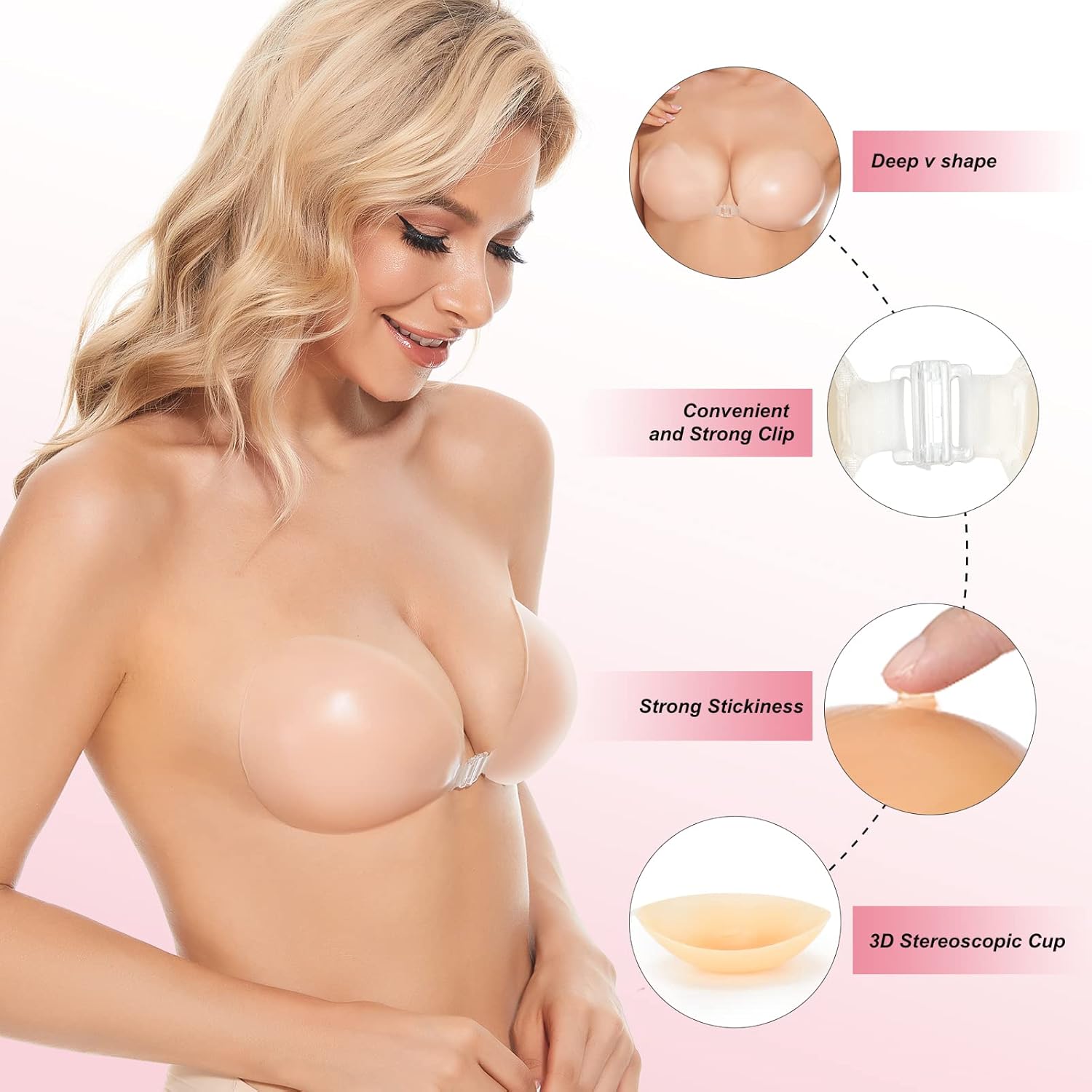 Push Up Bra Silicone - BH perekat push up tanpa tali,