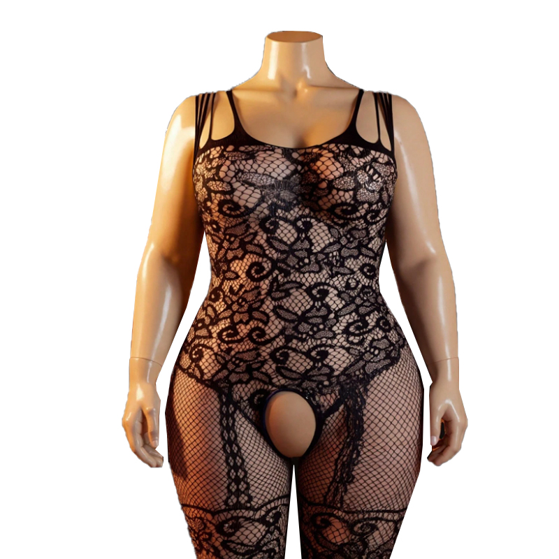 Sheer Mesh Bra - Bodystocking Transparan Ukuran Besar untuk Wanita,