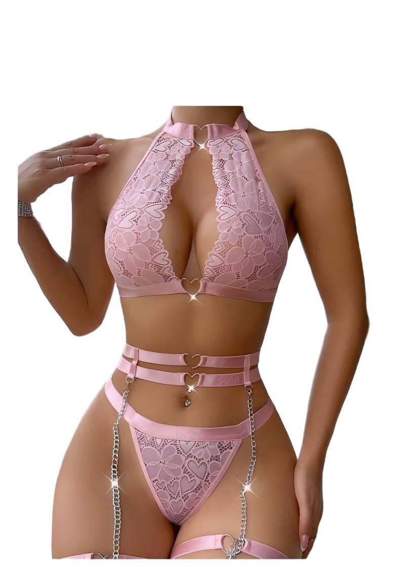 Set Lingerie Seksi Push Up den - Lace Bralette Set ulasan dan harga